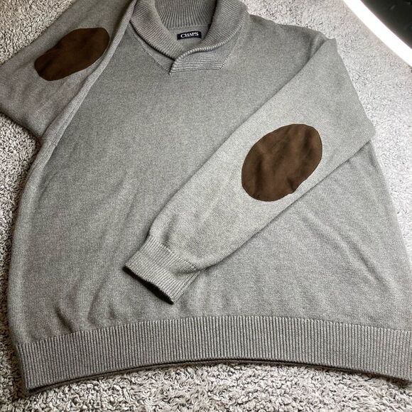 CHAPS XL Unisex Faux Suede Elbow Patch Button Sweater - Picture 9 of 14